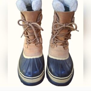 Sorel Womens Tan Nubuck/ Black Lace Up Winter Boots Sz 7